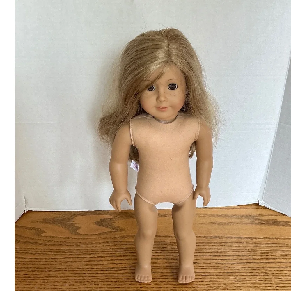 American Girl Doll Long Blonde Hair Brown Eyes Freckles Nautical Outfit 18 Inch